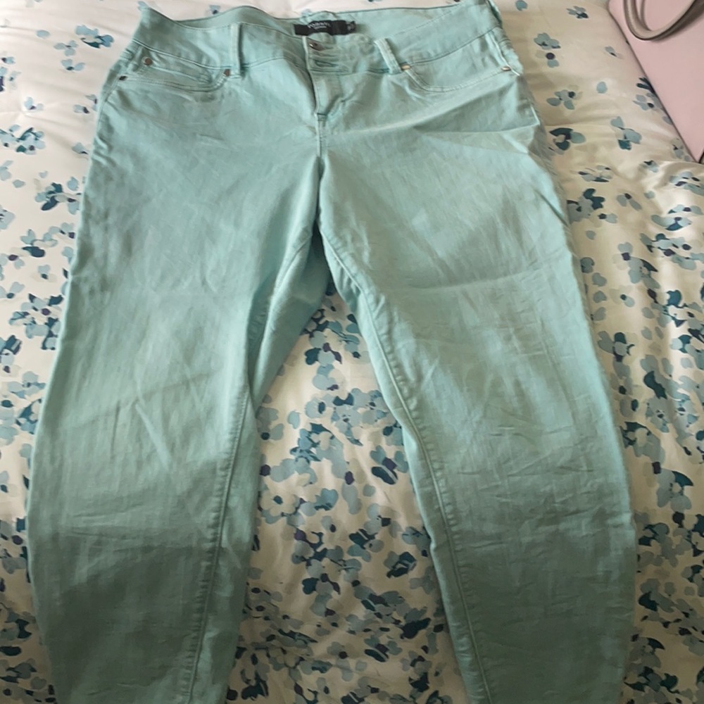 Size 18 stretch torrid denim aqua color